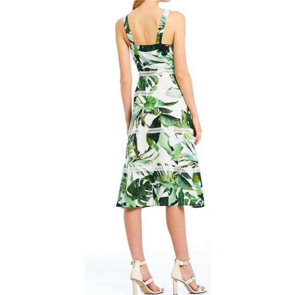 Gianni Bini Monica Palm Print A Line Midi Dress 4 - Picture 3 of 7